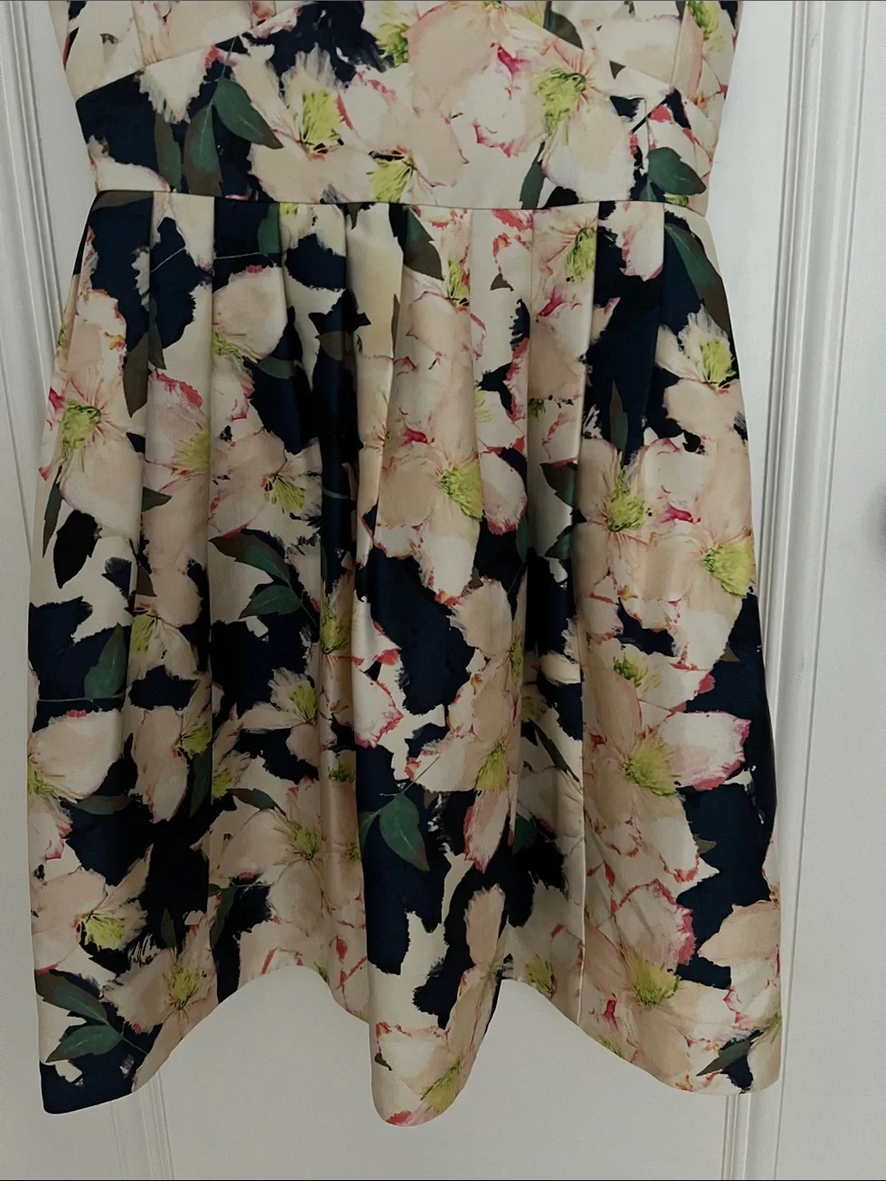 J. Crew Collection Floral V-Neck Fit & Flare Dress in Navy and Cream (2)